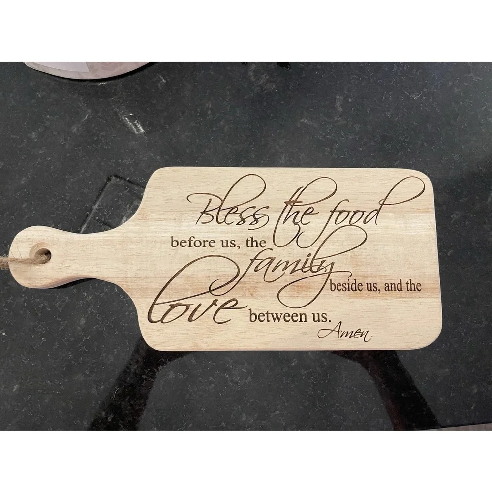 Unbranded Wood Paddle Cutting Board Bless The Food Religious Decor 13 x 5.5